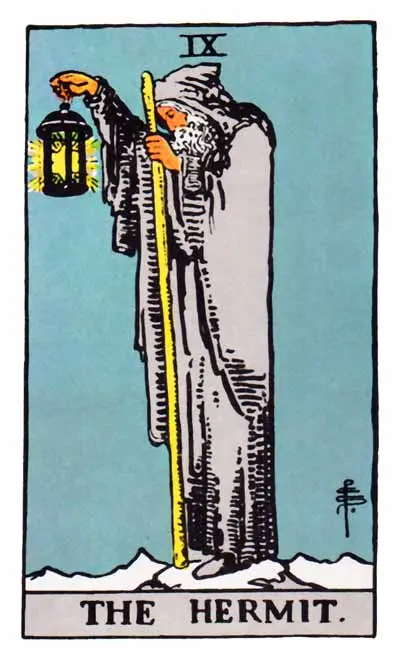 The Hermit Major Arcana Tarot card.