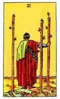 Tarot Minor Arcana card: Three of Wands
